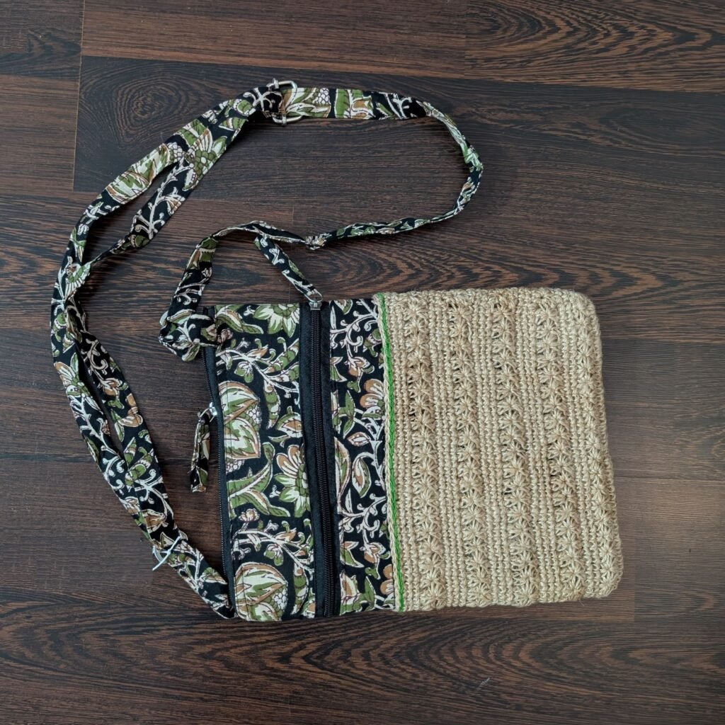 Eco-Friendly Women's Jute  Kalamkari Dobby Sling Bag