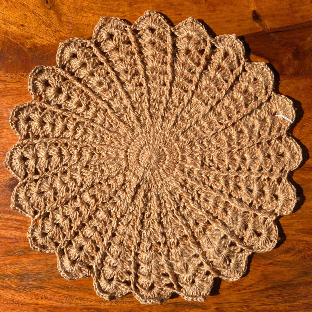Jute Handmade Crochet for Home & Kitchen Decor, table placemat,ecofriendly (Set of 2)