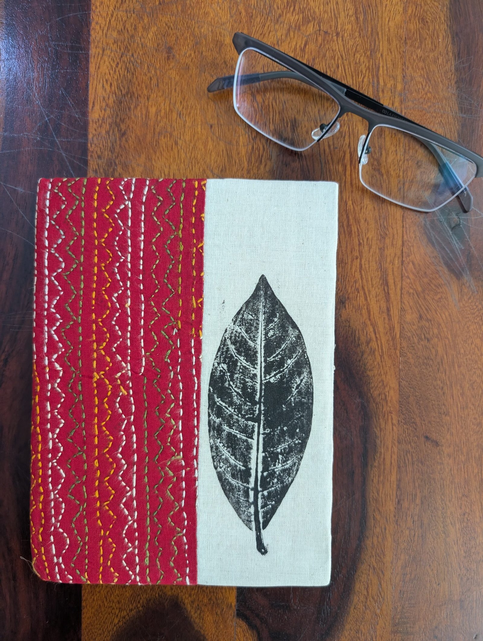 Handcrafted A5 Bengal Kantha Notepad Personal Diaries for Men & Women - Red