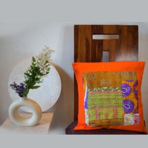 Canvas Patchwork Cushion Cover Saffron