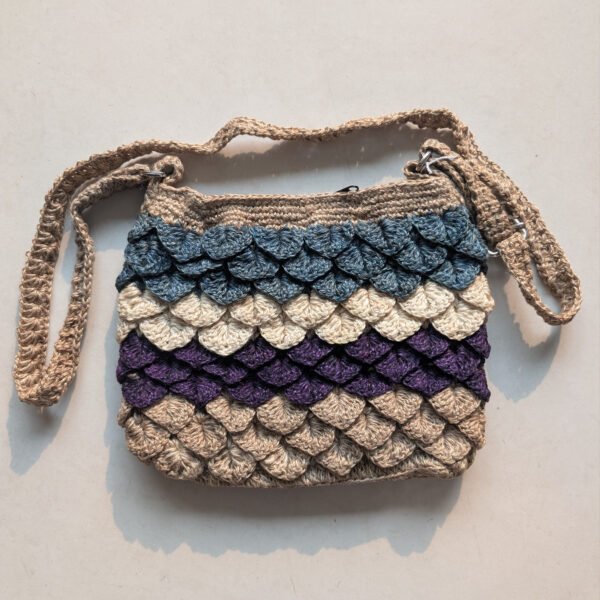 Dragon Scale Crochet Jute Bag - Multicolor