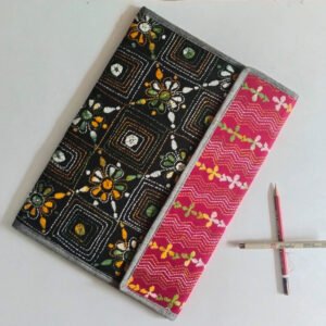 Black - Bengal Kantha Work Handcrafted File Folder