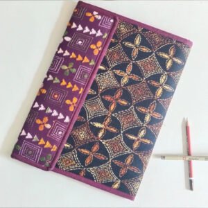 Black - Bengal Kantha Work Handcrafted File Folder