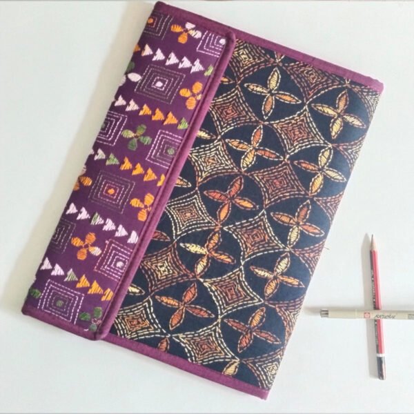 Black - Bengal Kantha Work Handcrafted File Folder