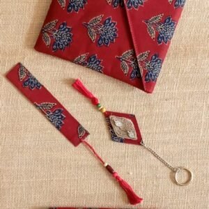 Stationary Lover Gift Box. Handmade journal with matching book mark and key ring with A5 document or kindle holder. - Brown