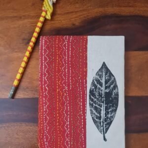 Handcrafted A5 Bengal Kantha Notepad Personal Diaries for Men & Women - Red