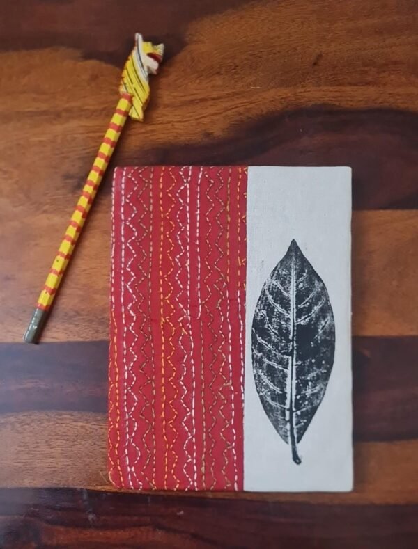 Handcrafted A5 Bengal Kantha Notepad Personal Diaries for Men & Women - Red