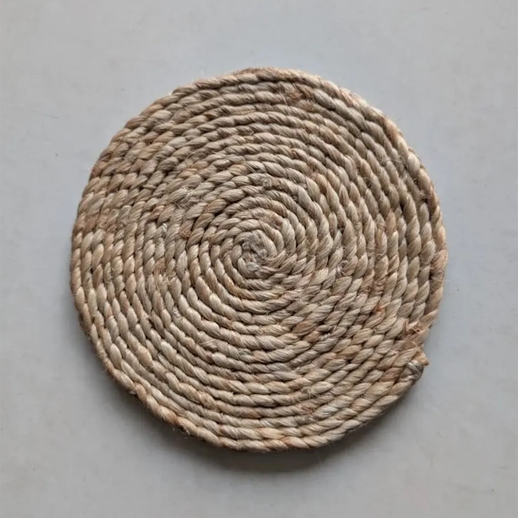 Natural Hand Braided Reversible Round Jute Coasters