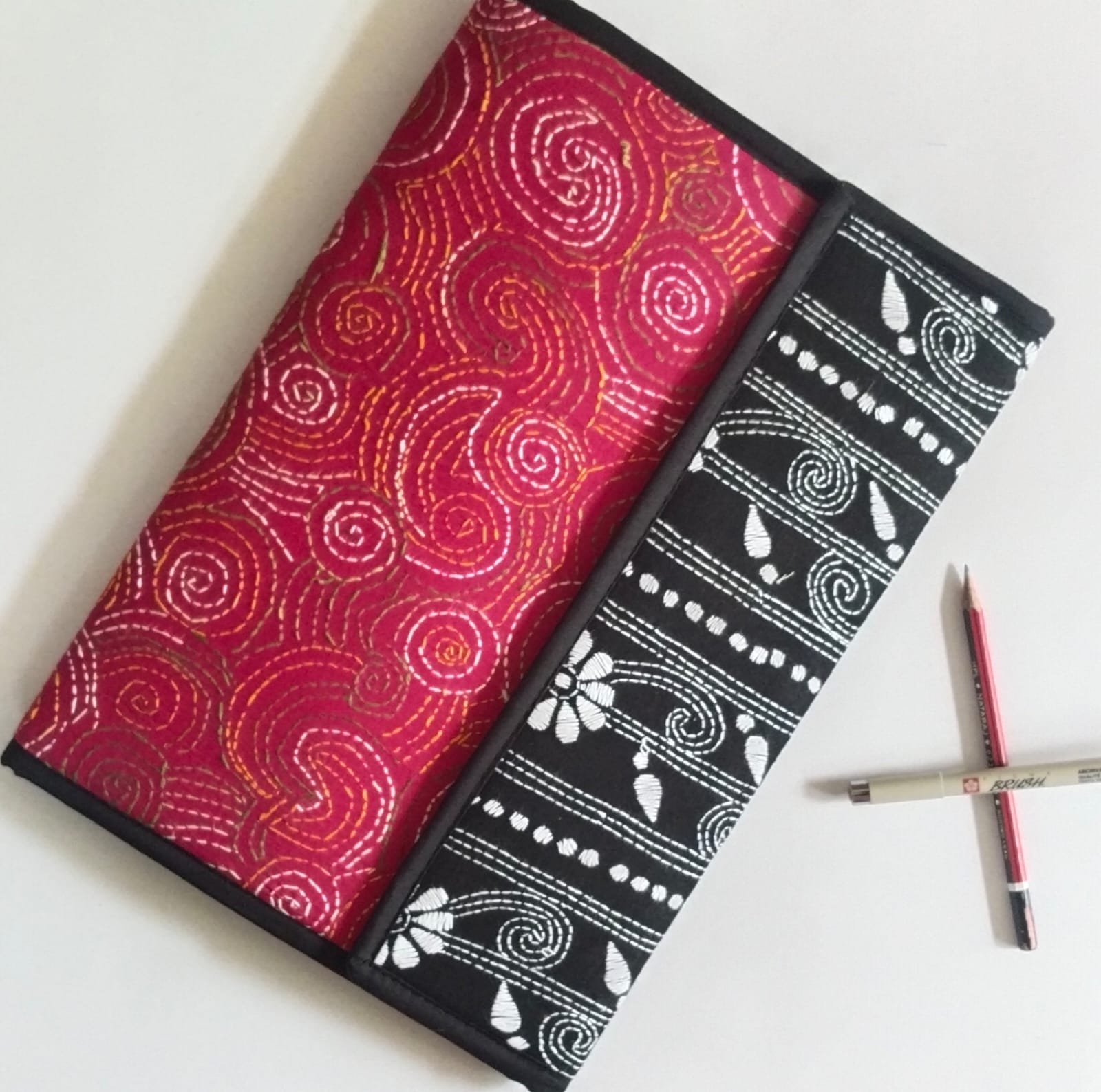 Red - Bengal Kantha Work Handcrafted File Folder