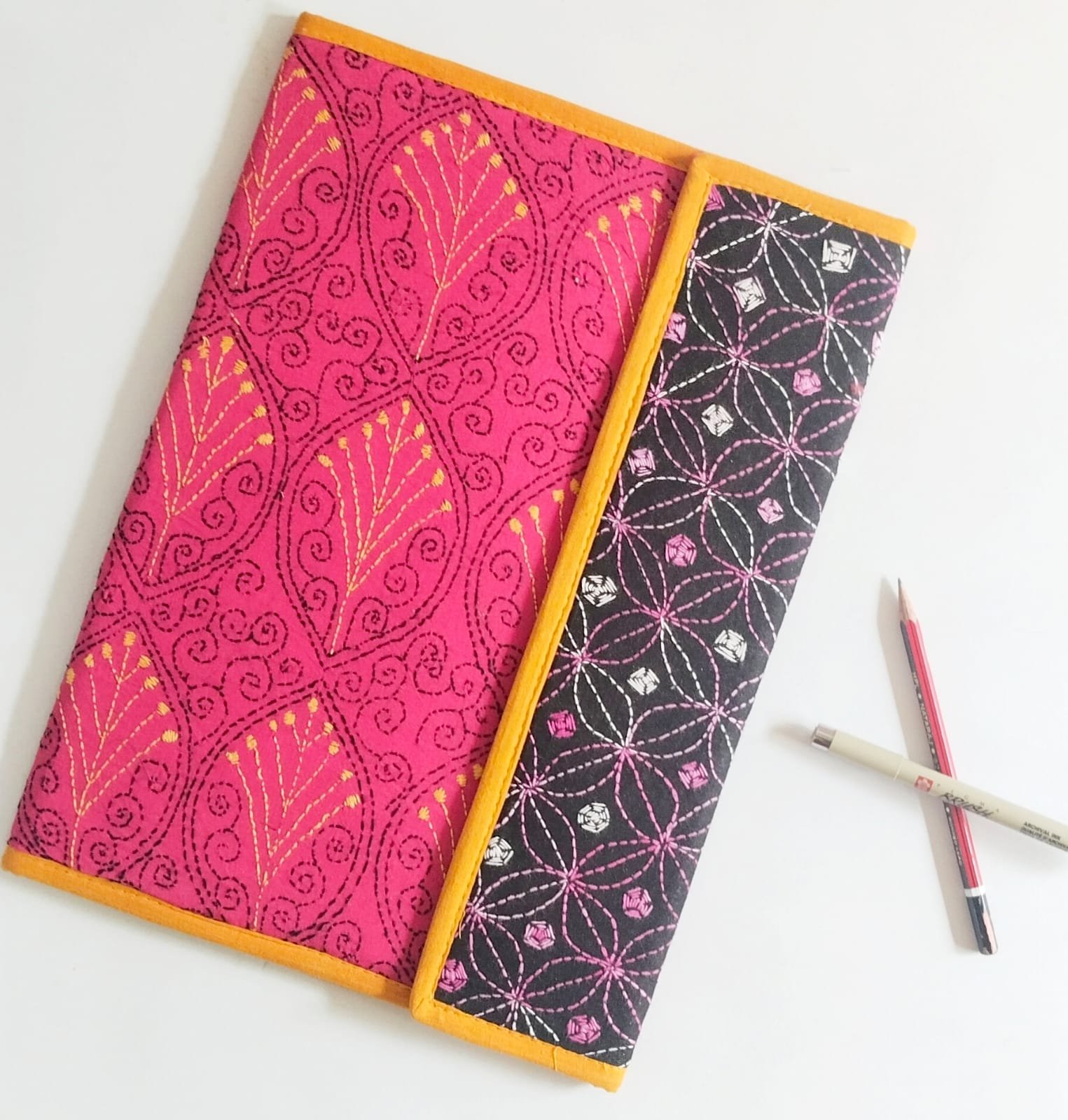 Red - Bengal Kantha Work Handcrafted File Folder