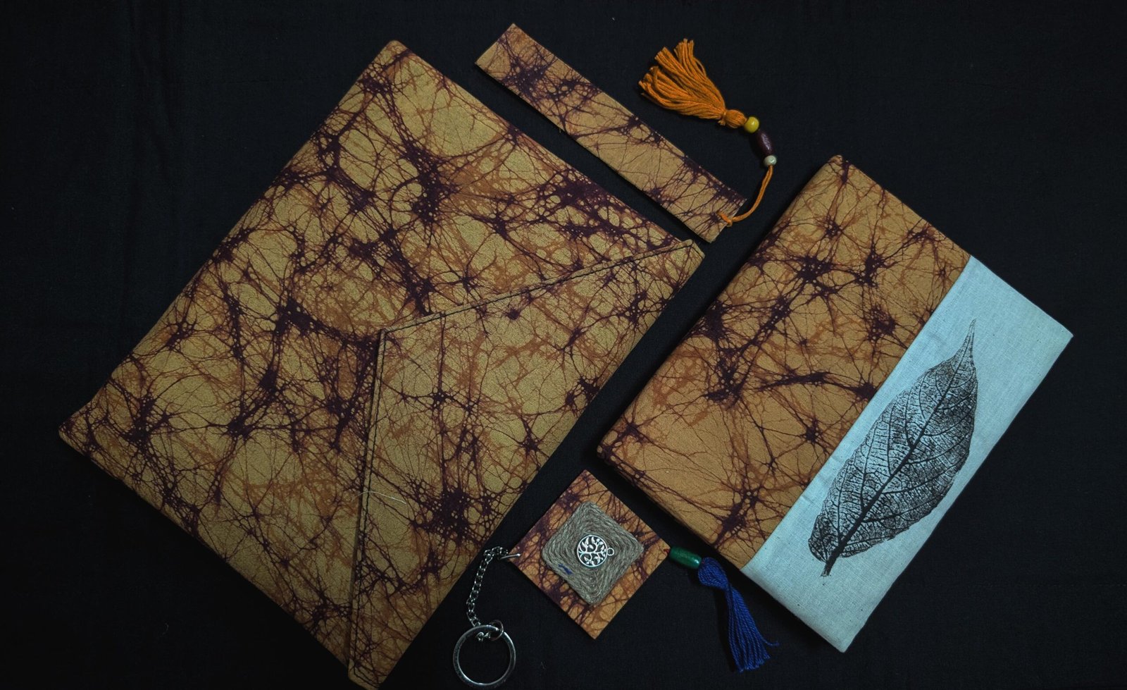Stationary Lover Gift Box. Handmade journal with matching book mark and key ring with A5 document or kindle holder