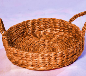 Water Hyacinth Round Tray | Handwoven Natural Serving & Décor Tray