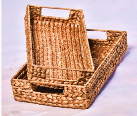 Water Hyacinth Braided Storage Tray | Handwoven Natural Organizer | Eco-Friendly Home Storage Solution | Stylish Decorative Basket | Rustic Woven Tray for Tabletop or Shelf | Lightweight and Durable - Image 2