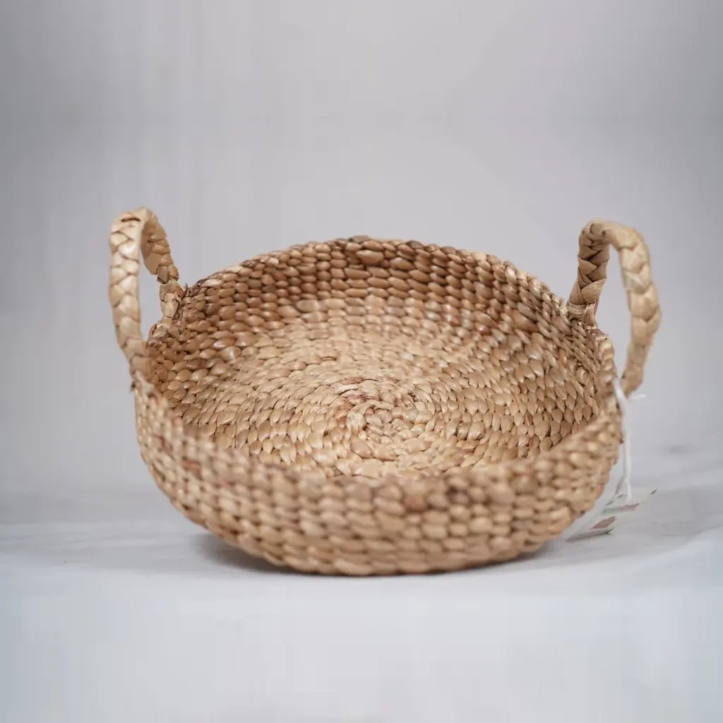 Water Hyacinth Round Tray | Handwoven Natural Serving & Décor Tray