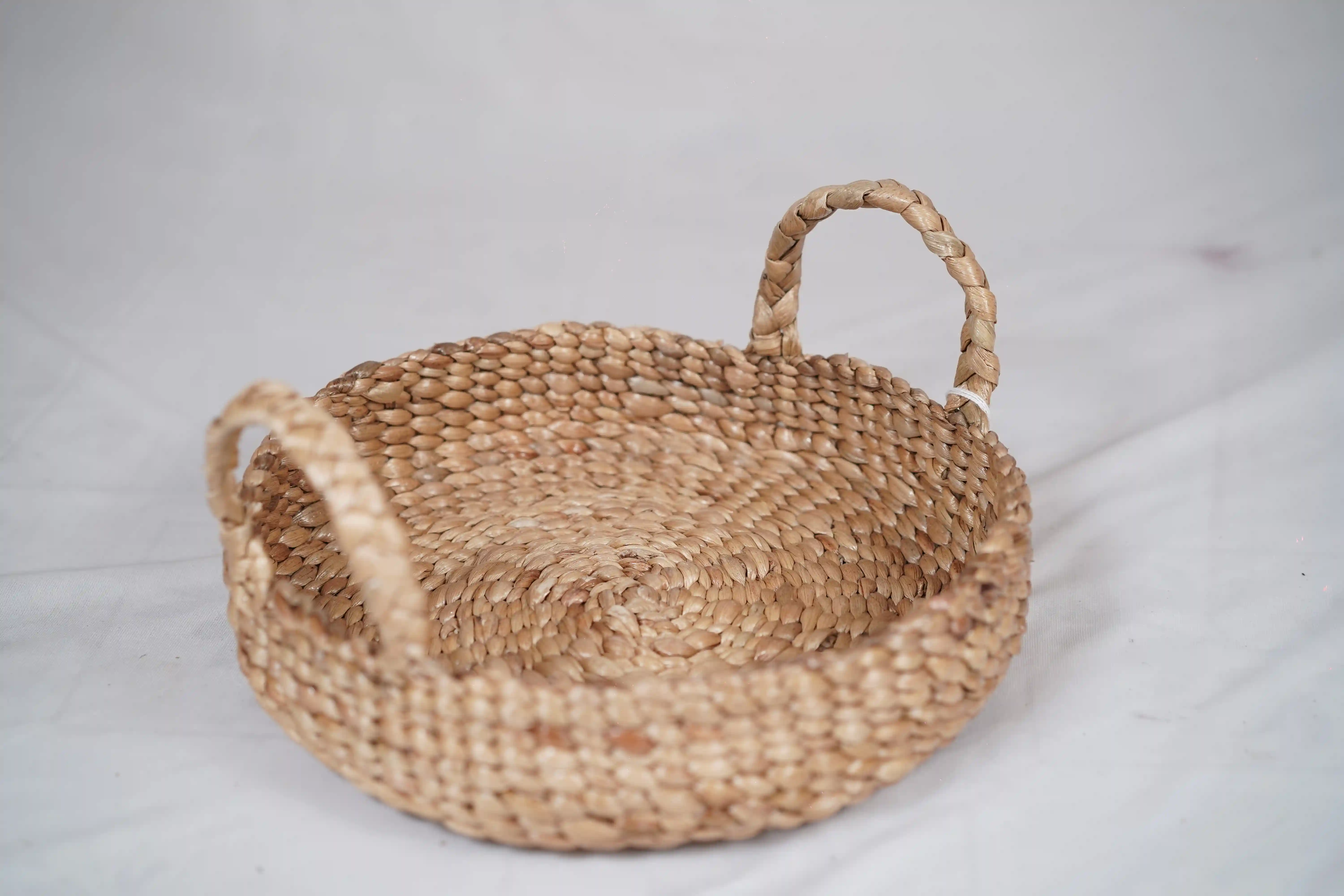 Water Hyacinth Round Tray | Handwoven Natural Serving & Décor Tray - Image 2