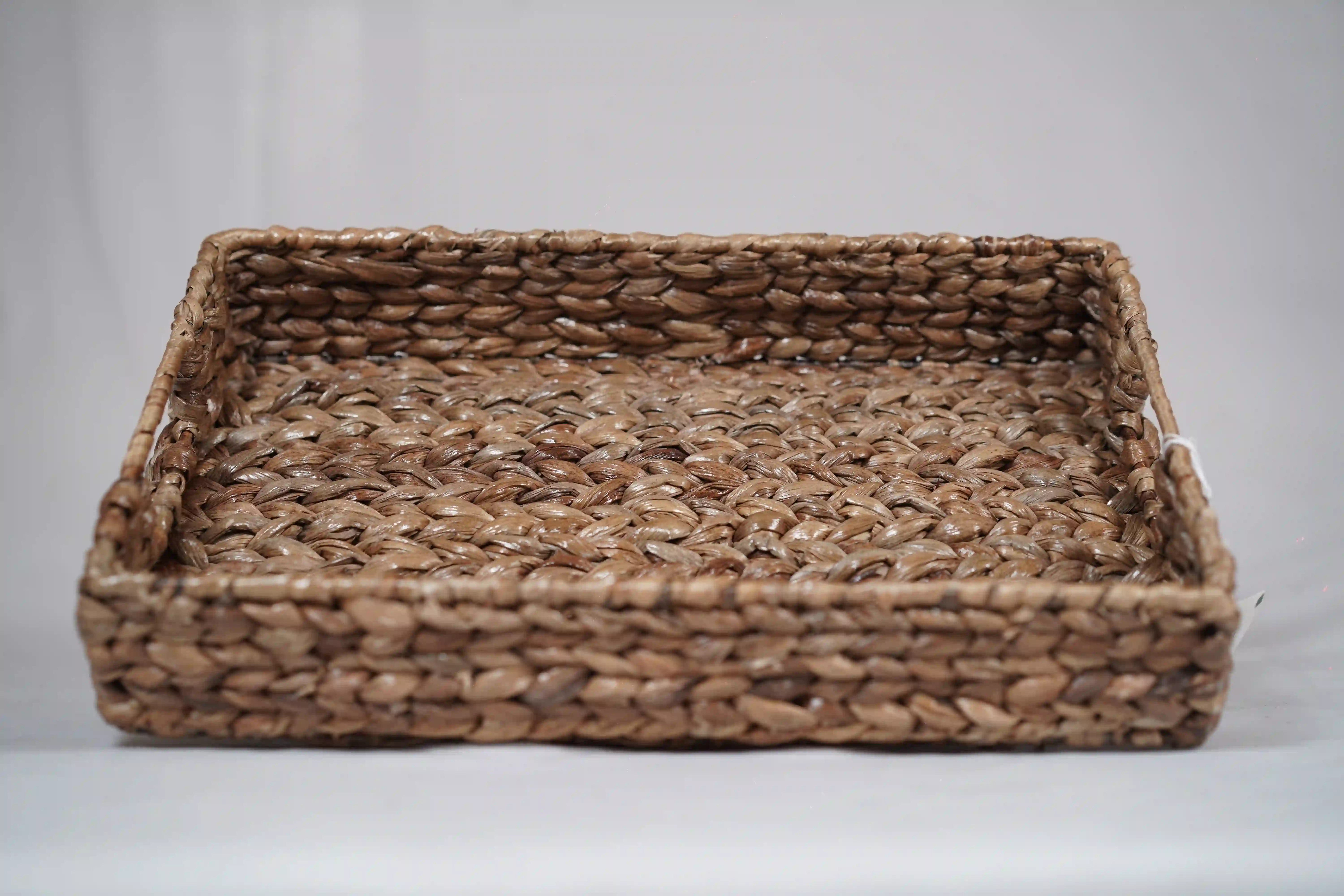 Water Hyacinth Braided Storage Tray | Handwoven Natural Organizer | Eco-Friendly Home Storage Solution | Stylish Decorative Basket | Rustic Woven Tray for Tabletop or Shelf | Lightweight and Durable